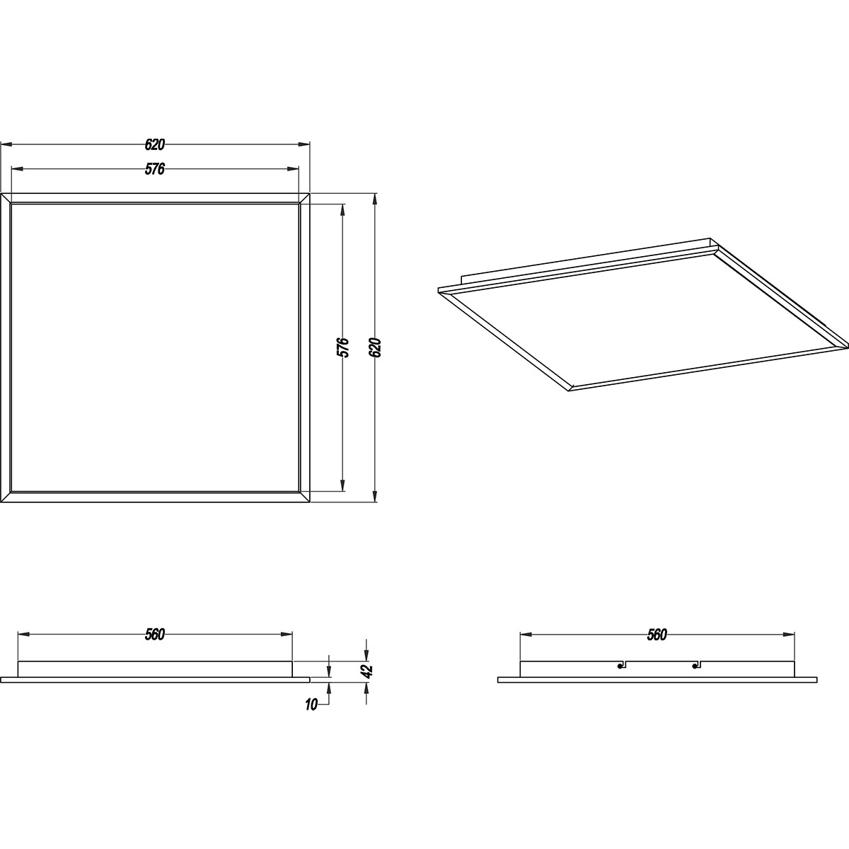 Plafonnier LED - Éclairage de Plafond - Trion Povino - 31W - Blanc Chaud 3000K - Dimmable - Carré - Mat Noir - Aluminium