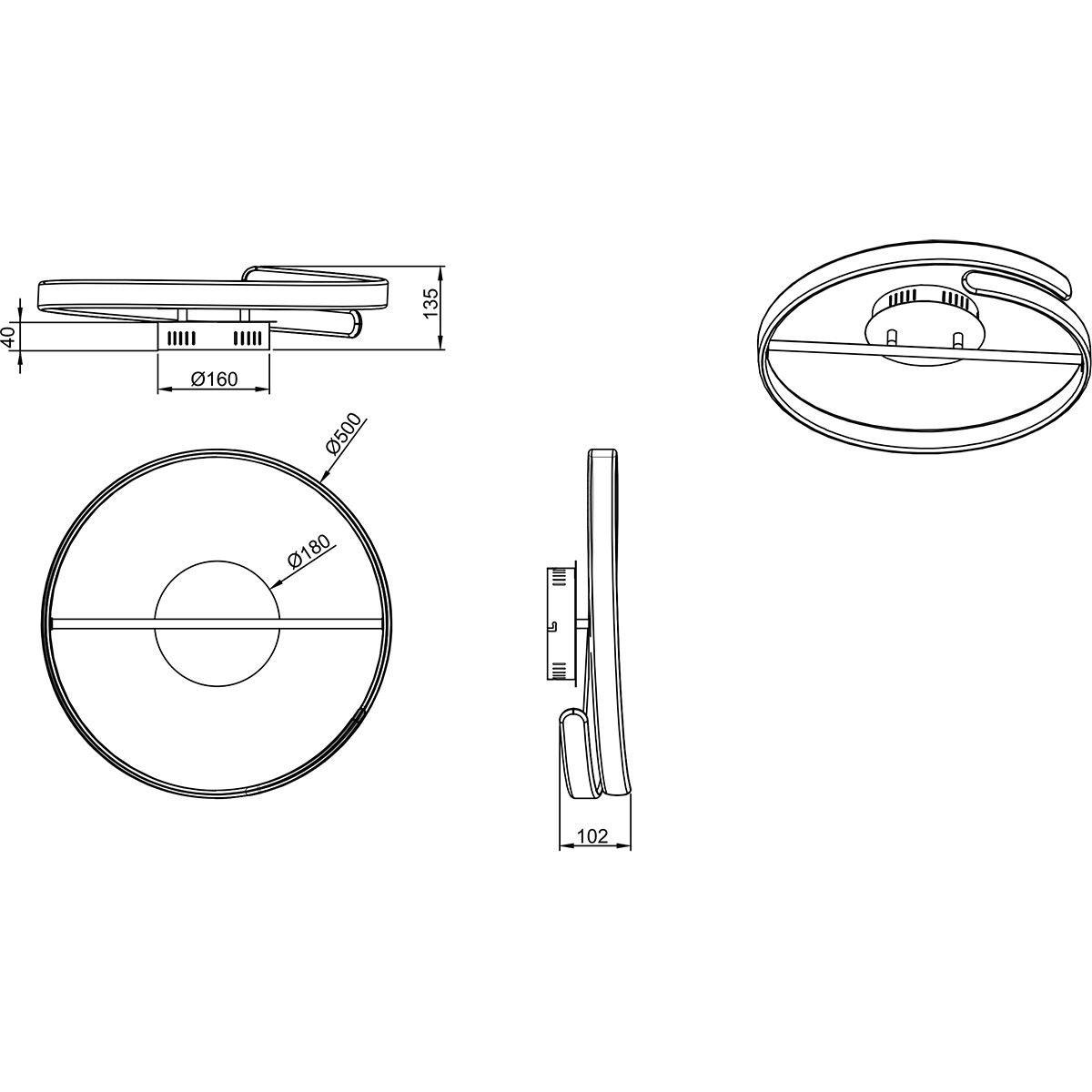 Plafonnier LED - Éclairage de Plafond - Trion Prigon - 37W - Blanc Neutre 4000K - Dimmable - Rond - Mat Blanc - Aluminium