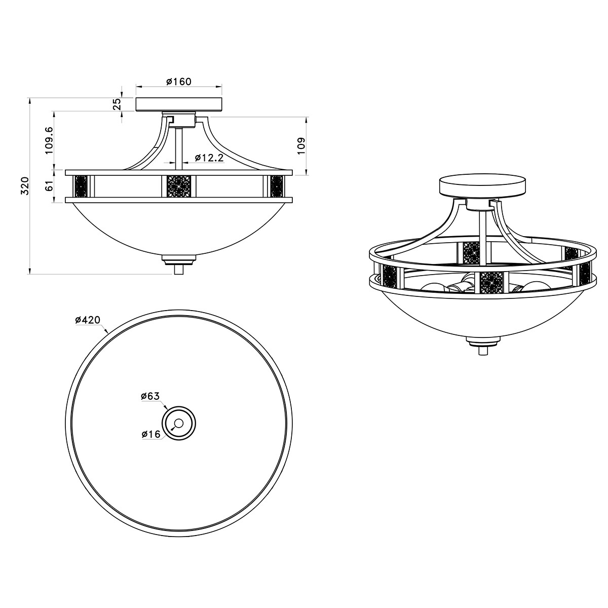 Plafonnier LED - Éclairage de Plafond - Trion Qoluno - Douille E27 - 3-lumières - Rond - Transparent Clair - Aluminium