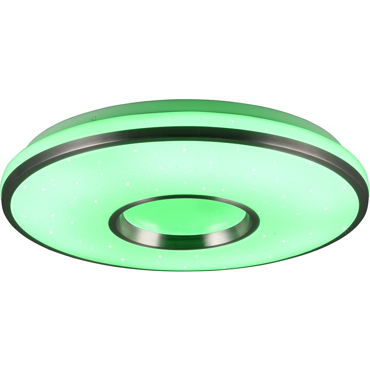 Plafonnier LED - Éclairage de plafond - Trion Reli - 21W - Couleur ajustable - RGB - Commande à distance - Dimmable - Étoile lumineuse - Rond - Aluminium Brossé - Plastique