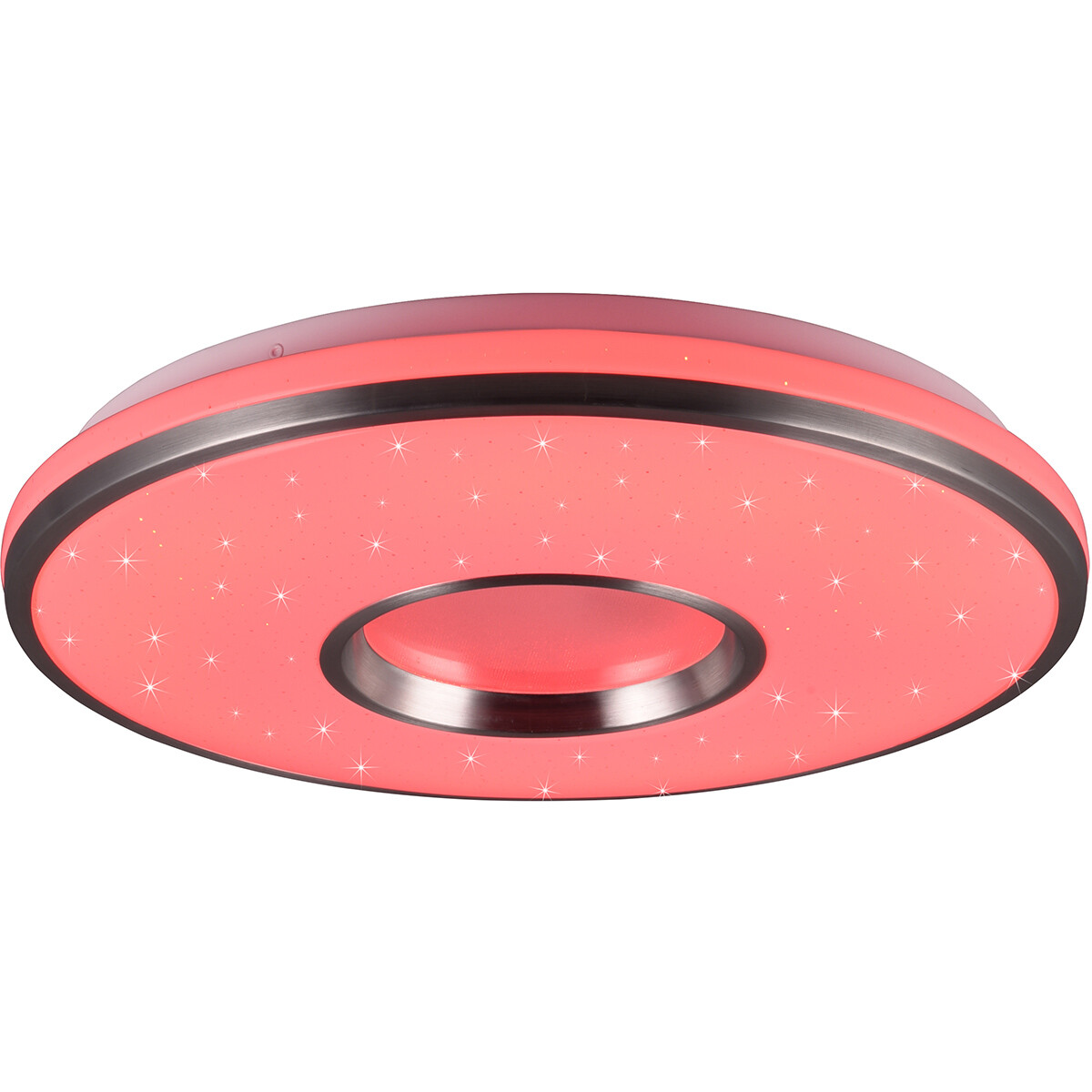 Plafonnier LED - Éclairage de plafond - Trion Reli - 21W - Couleur ajustable - RGB - Commande à distance - Dimmable - Étoile lumineuse - Rond - Aluminium Brossé - Plastique