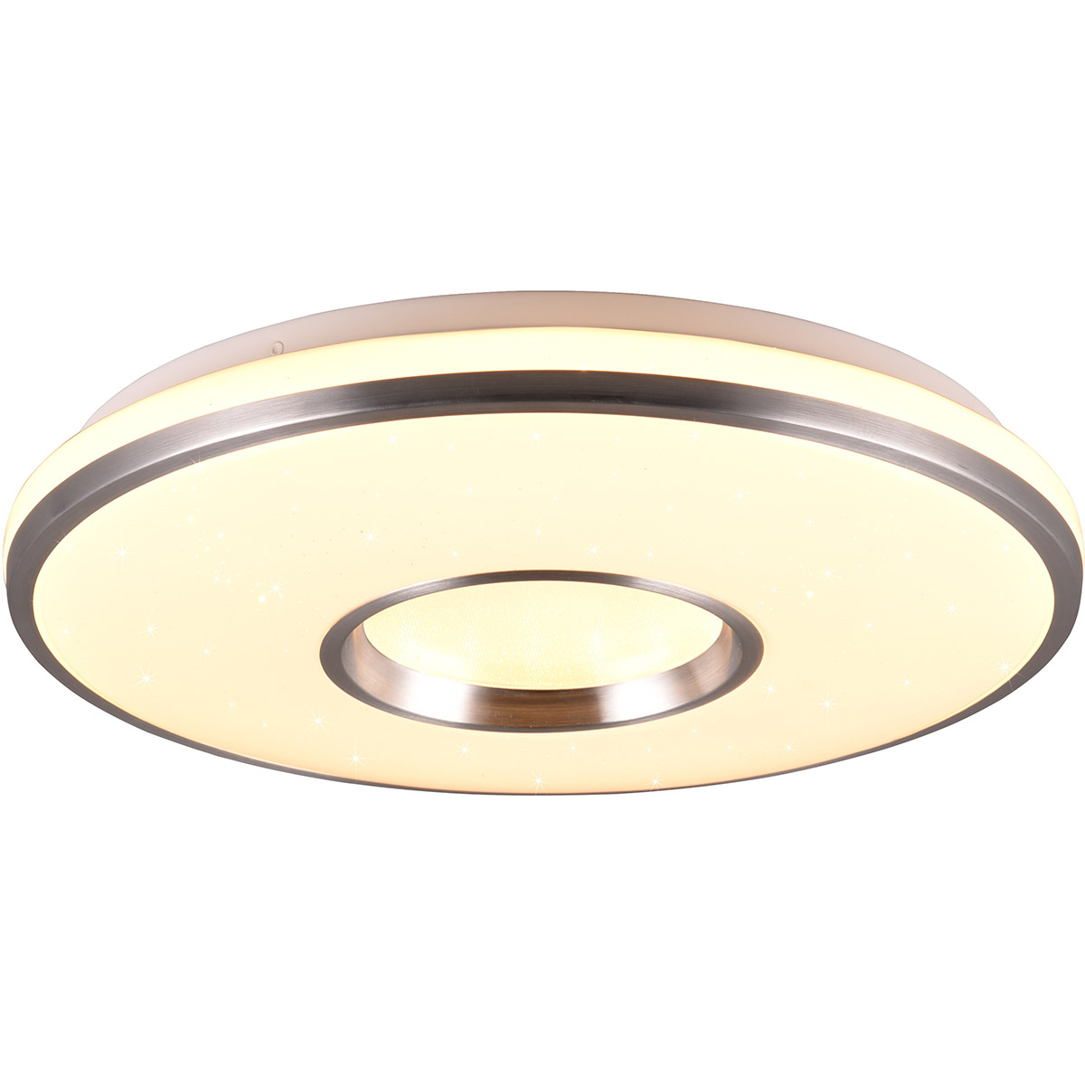 Plafonnier LED - Éclairage de plafond - Trion Reli - 21W - Couleur ajustable - RGB - Commande à distance - Dimmable - Étoile lumineuse - Rond - Aluminium Brossé - Plastique