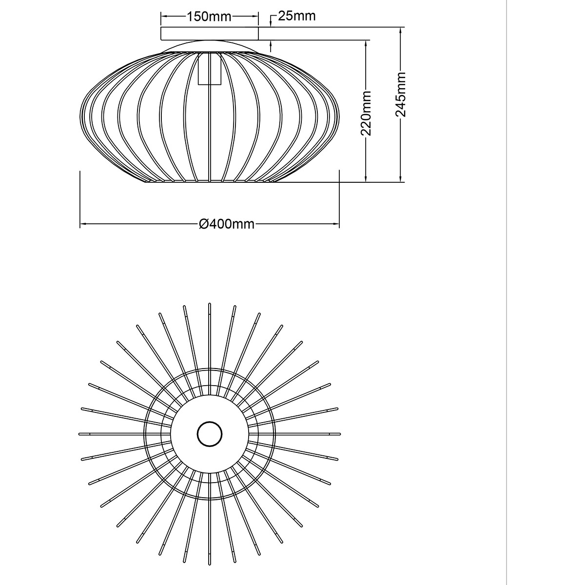 Plafonnier LED - Éclairage de plafond - Trion Rigo - Douille E27 - 1-lumière - Ronde - Noir mat - Métal