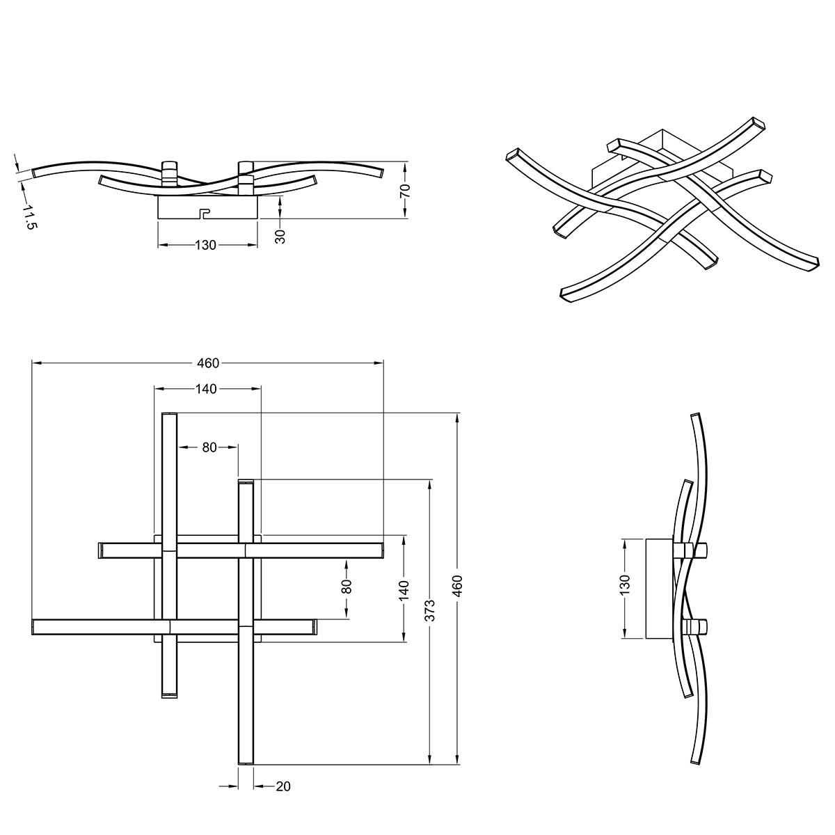 Plafonnier LED - Éclairage de Plafond - Trion Ritonu - 20W - Blanc Chaud 3000K - Carré - Mat Nickel - Aluminium