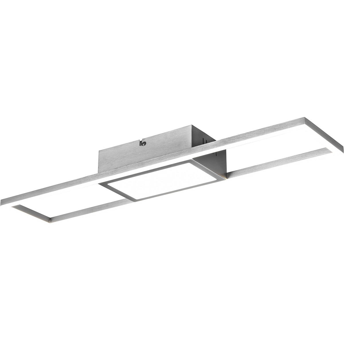 Plafonnier LED - Éclairage de Plafond - Trion Riyaz - 22W - Couleur de lumière ajustable - Télécommande - Dimmable - Rectangle - Mat Nickel - Aluminium