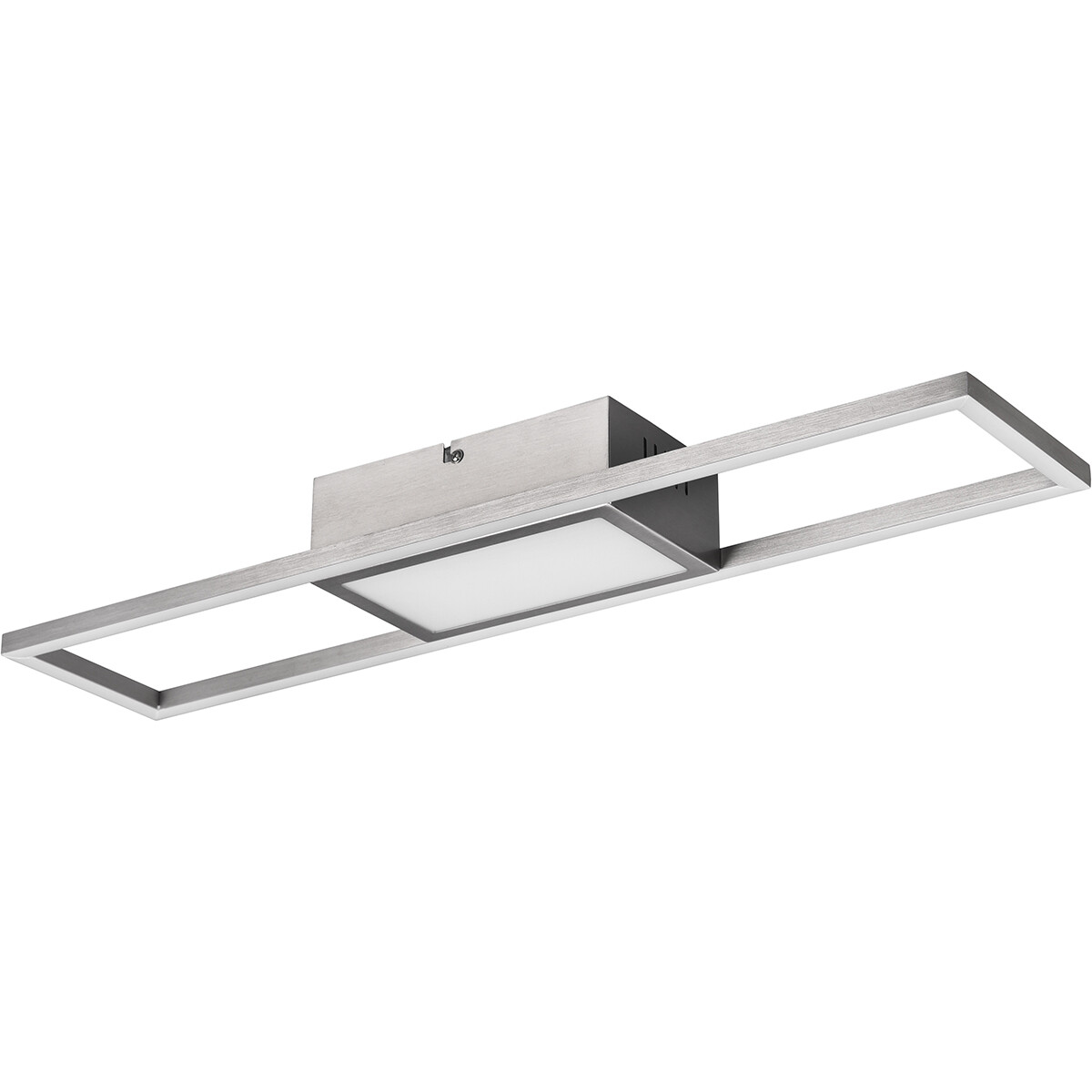 Plafonnier LED - Éclairage de Plafond - Trion Riyaz - 22W - Couleur de lumière ajustable - Télécommande - Dimmable - Rectangle - Mat Nickel - Aluminium