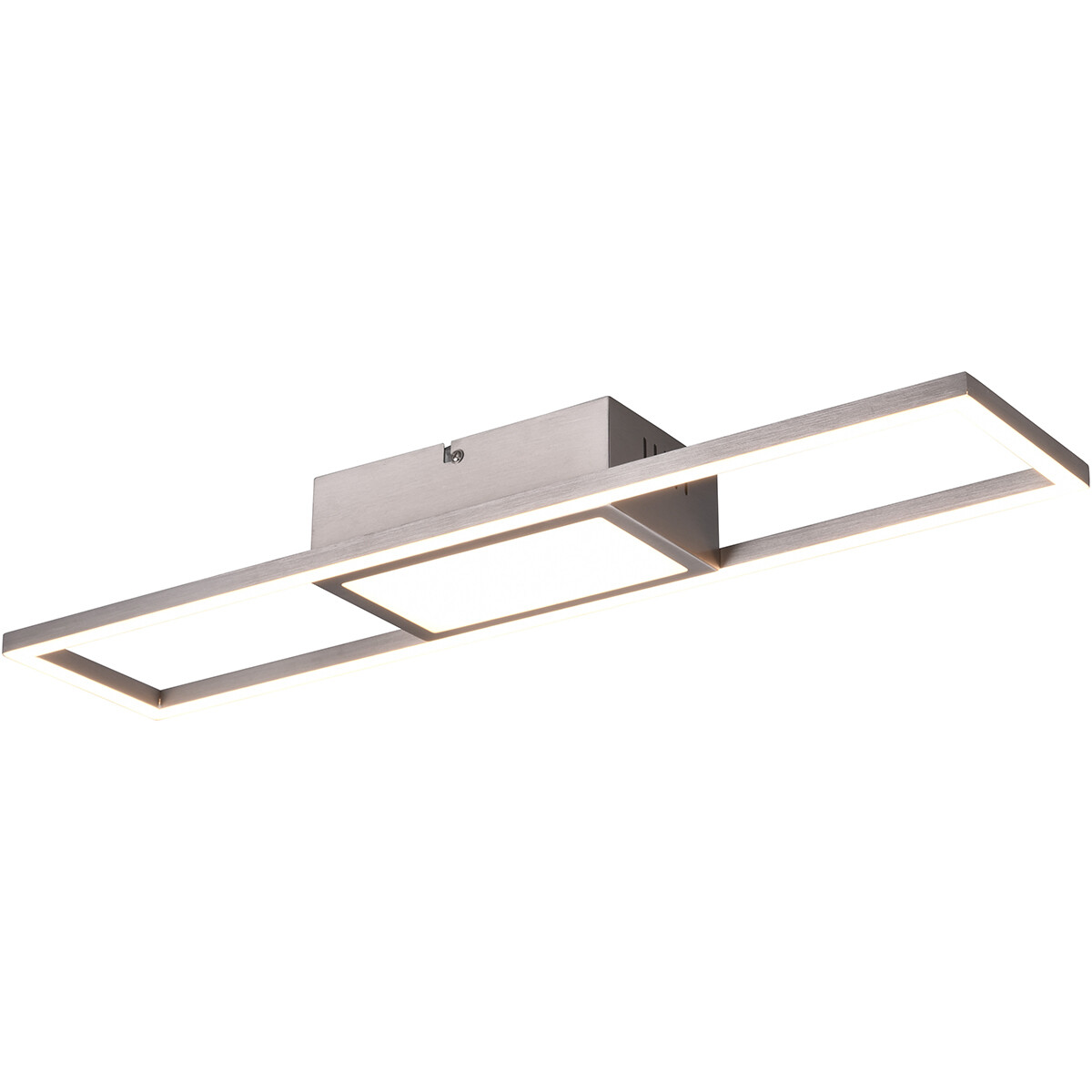 Plafonnier LED - Éclairage de Plafond - Trion Riyaz - 22W - Couleur de lumière ajustable - Télécommande - Dimmable - Rectangle - Mat Nickel - Aluminium