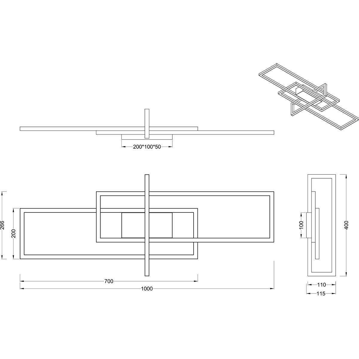 Plafonnier LED - Éclairage de Plafond - Trion Salana - 34W - Blanc Neutre 4000K - Dimmable - Rectangle - Mat Blanc - Aluminium