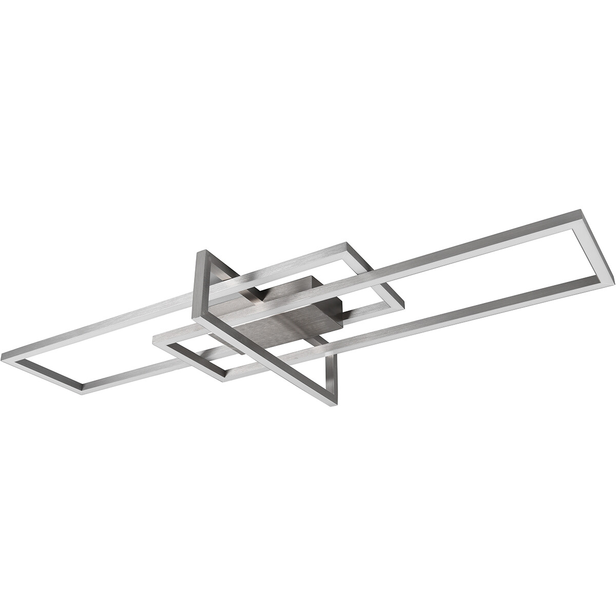 Plafonnier LED - Éclairage de Plafond - Trion Salana - 34W - Blanc Chaud 3000K - Dimmable - Rectangle - Mat Nickel - Aluminium