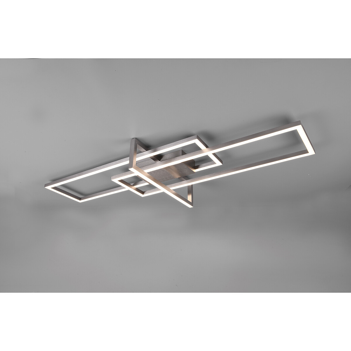 Plafonnier LED - Éclairage de Plafond - Trion Salana - 34W - Blanc Chaud 3000K - Dimmable - Rectangle - Mat Nickel - Aluminium