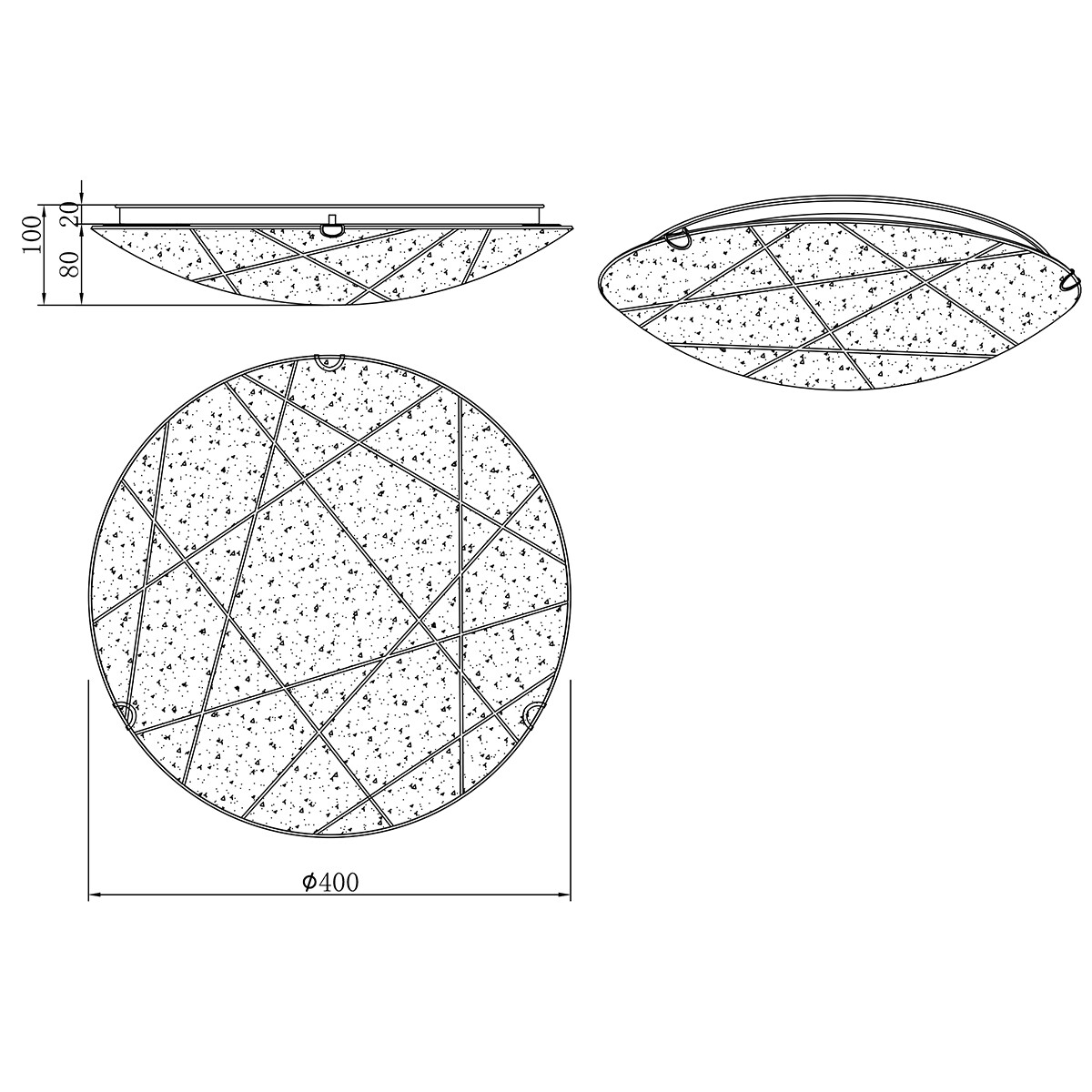 Plafonnier LED - Éclairage de Plafond - Trion Sandra - Douille E27 - 2-lumières - Rond - Mat Blanc - Verre