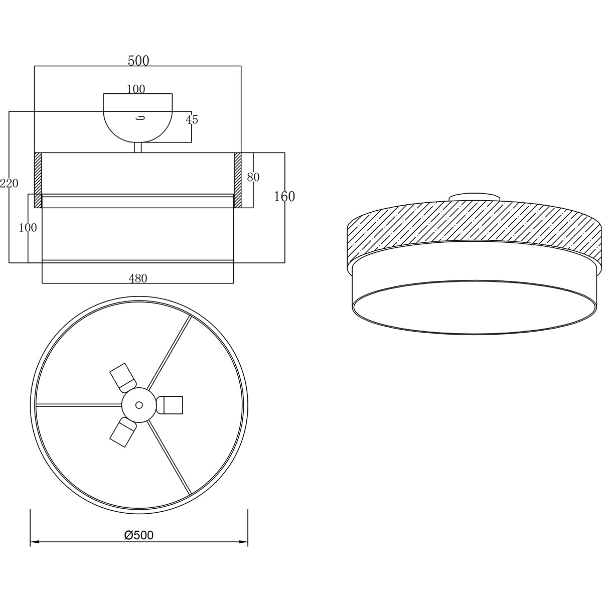 Plafonnier LED - Éclairage de Plafond - Trion Sella - Douille E14 - 3-lumières - Rond - Mat Nickel/Blanc - Aluminium