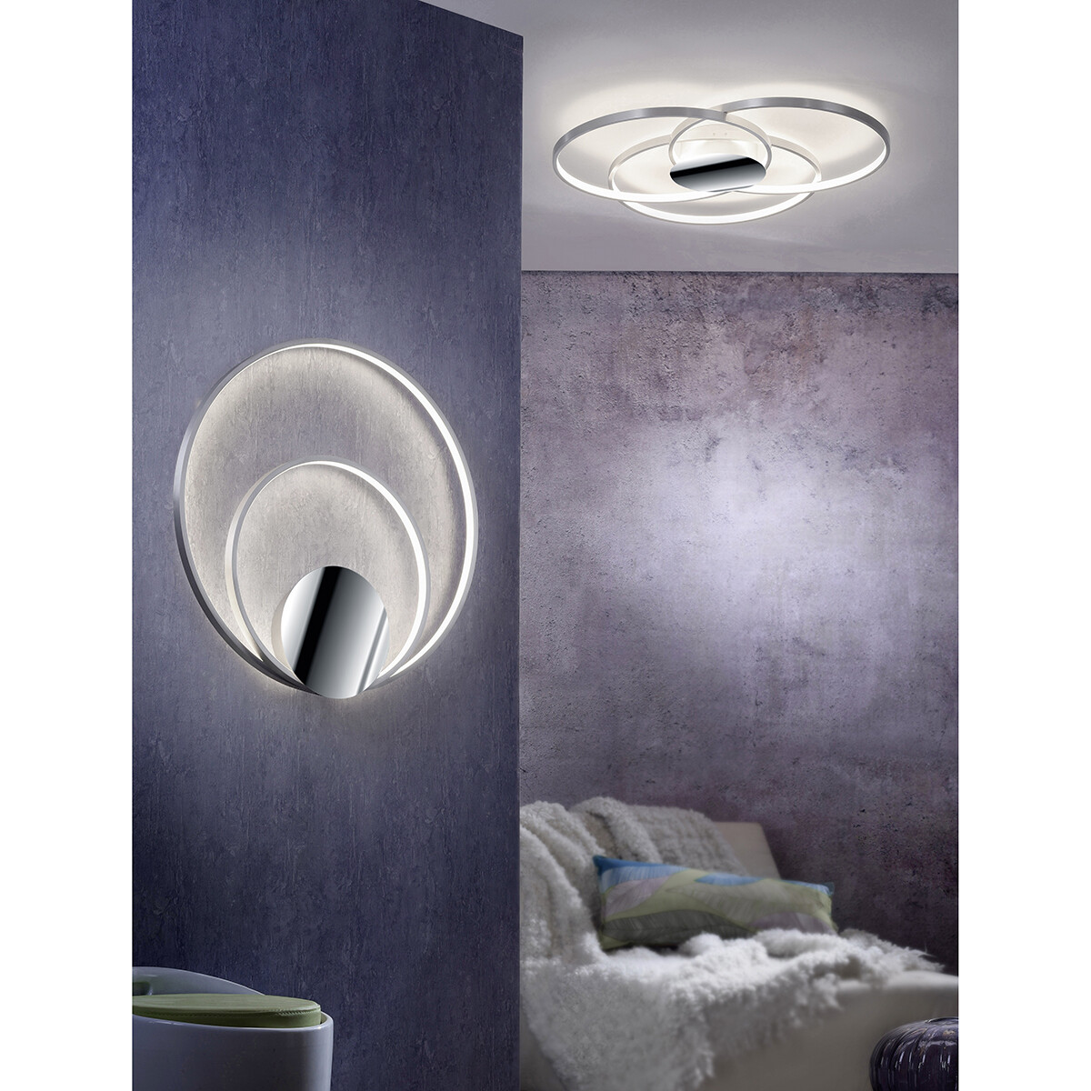 Plafonnier LED - Éclairage de Plafond - Trion Sidon - 40W - Blanc Chaud 3000K - Dimmable - Rond - Mat Gris - Aluminium