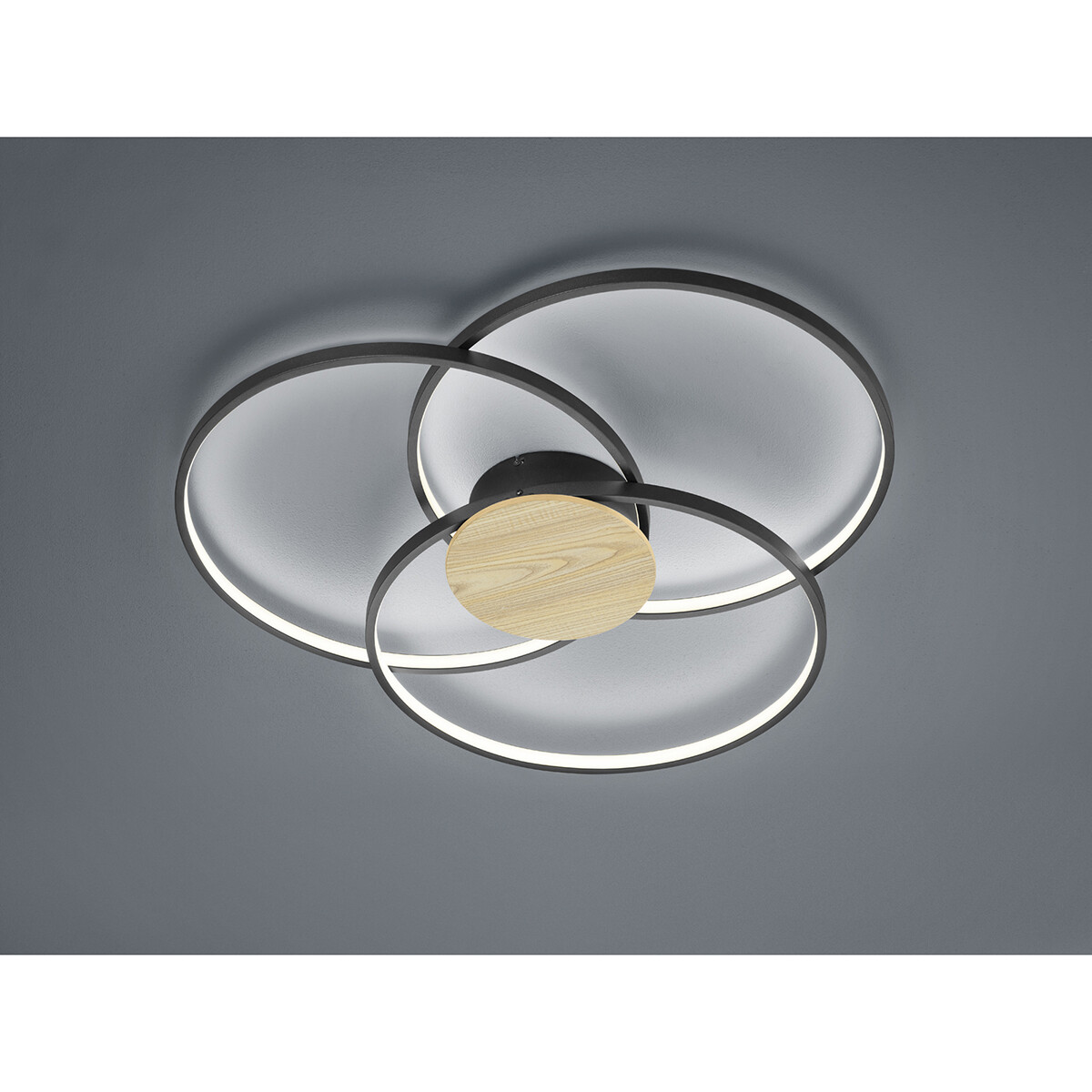 Plafonnier LED - Éclairage de Plafond - Trion Sidon - 40W - Blanc Chaud 3000K - Dimmable - Rond - Mat Noir - Aluminium