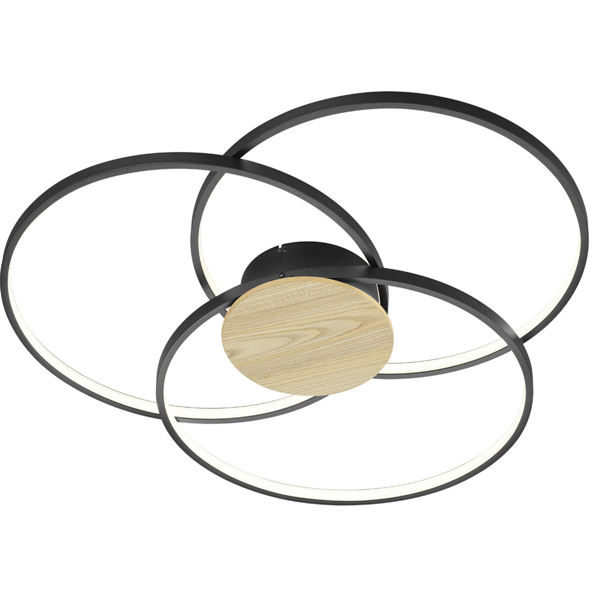 Plafonnier LED - Éclairage de Plafond - Trion Sidon - 40W - Blanc Chaud 3000K - Dimmable - Rond - Mat Noir - Aluminium