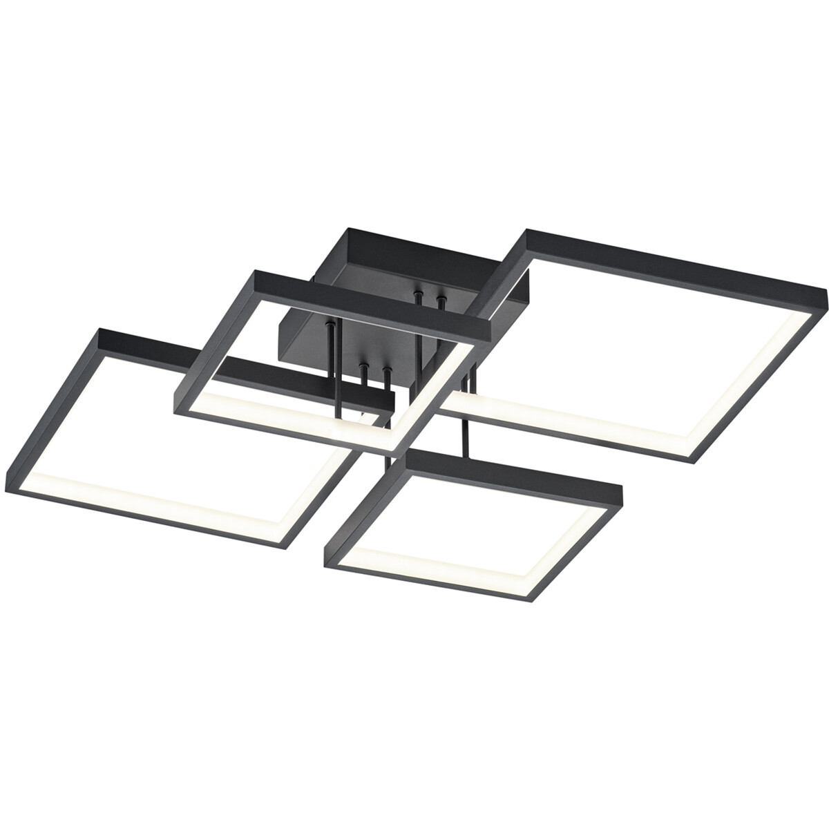 Plafonnier LED - Éclairage de Plafond - Trion Soranto - 24W - Blanc Chaud 3000K - Dimmable - Carré - Mat Noir - Aluminium