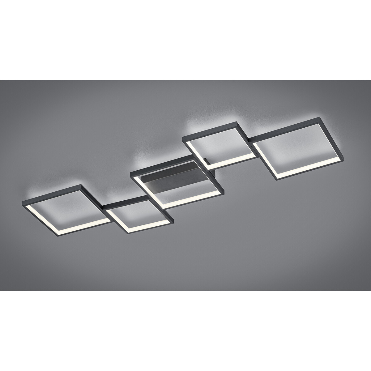 Plafonnier LED - Éclairage de Plafond - Trion Soranto - 34W - Blanc Chaud 3000K - Dimmable - Rectangle - Mat Noir - Aluminium