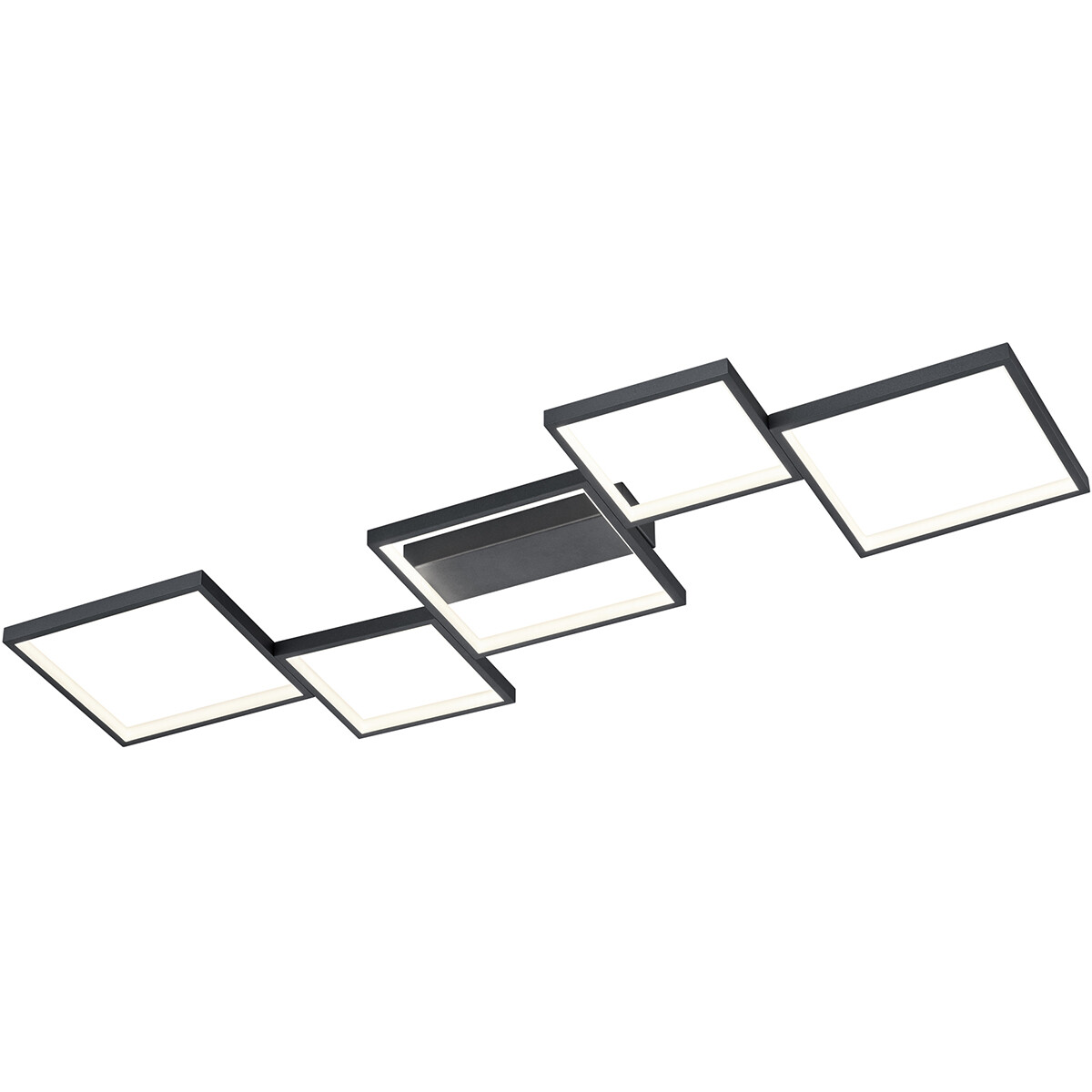 Plafonnier LED - Éclairage de Plafond - Trion Soranto - 34W - Blanc Chaud 3000K - Dimmable - Rectangle - Mat Noir - Aluminium