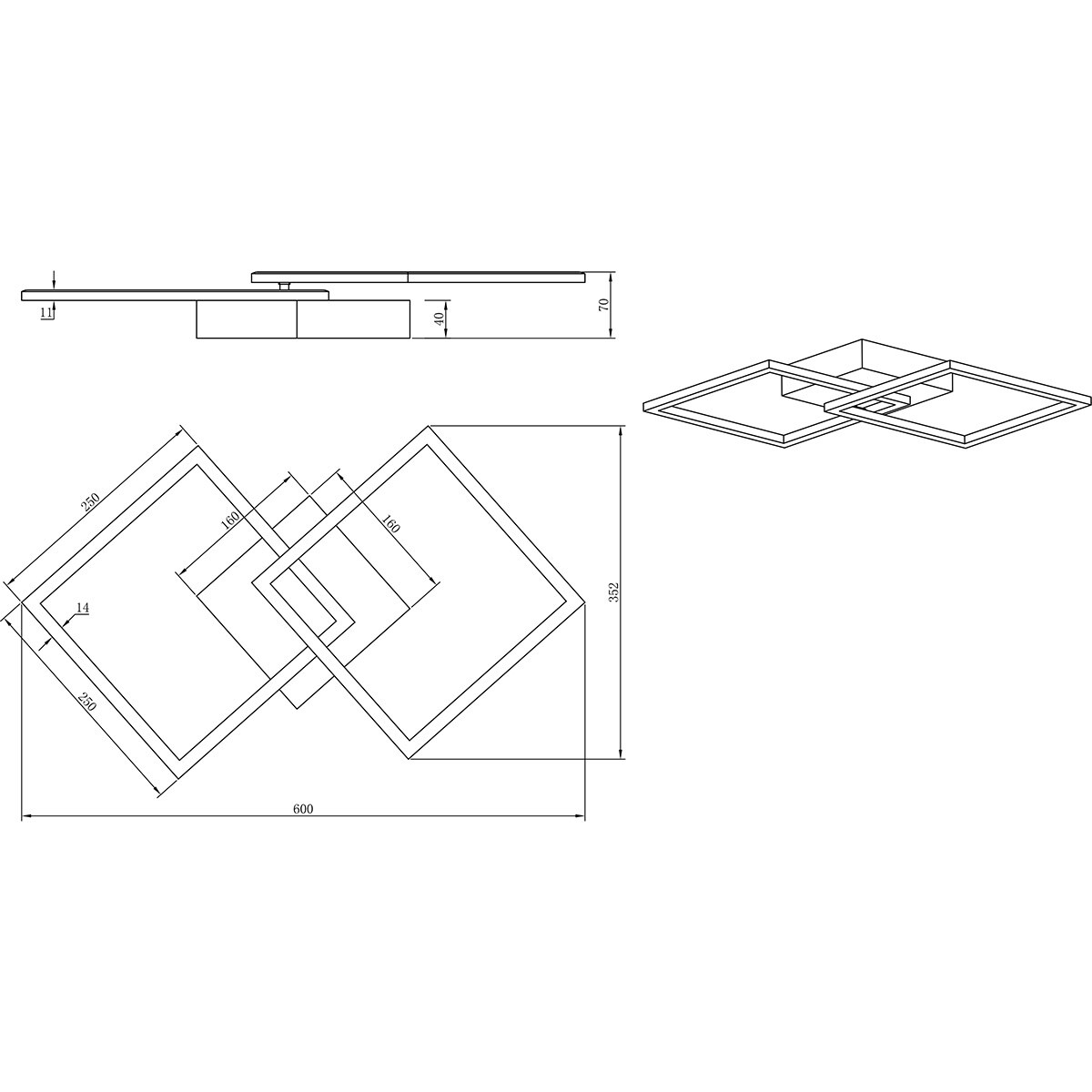 Plafonnier LED - Éclairage de plafond - Trion Square - 20W - Blanc Naturel 4000K - Carré - Blanc Mat - Métal