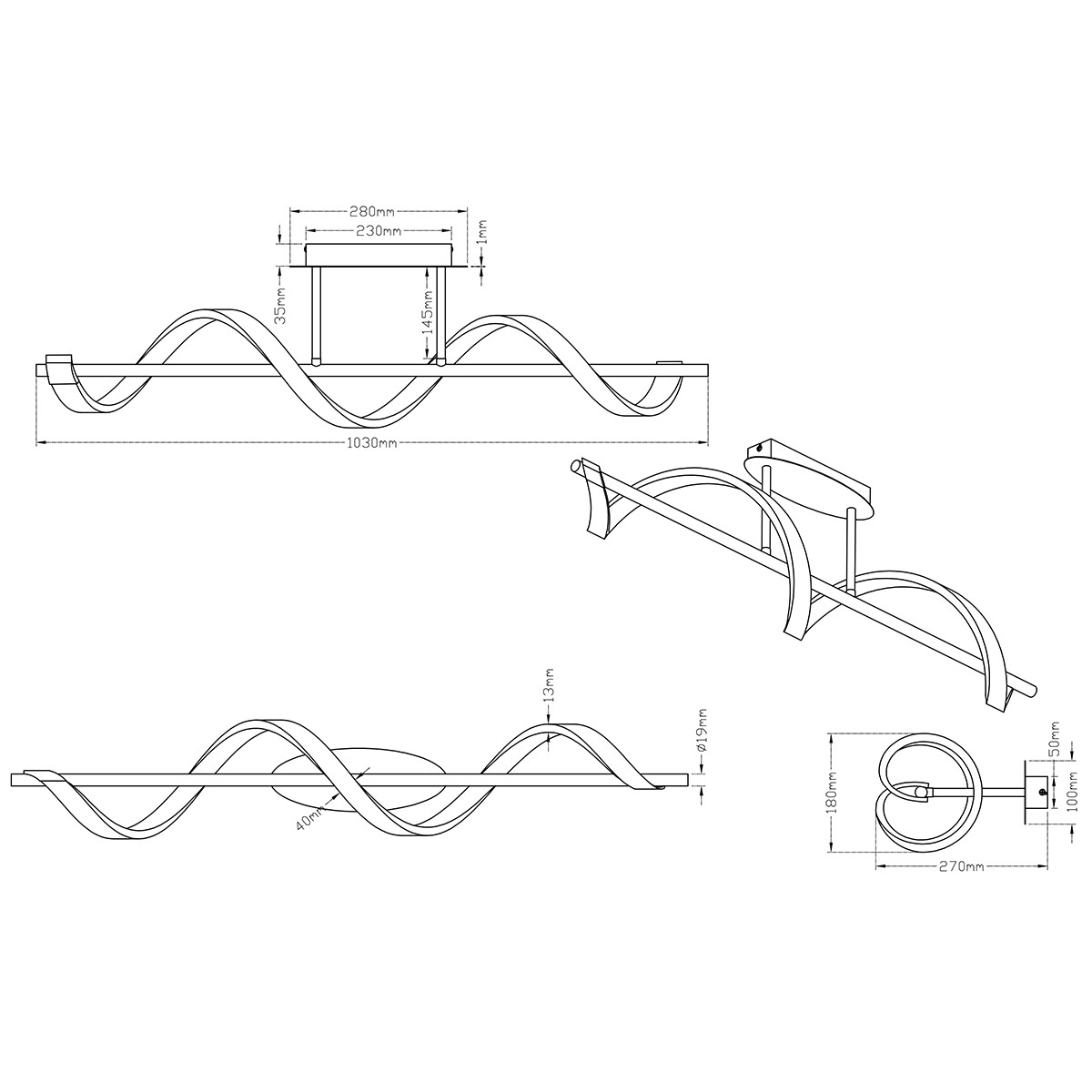 Plafonnier LED - Éclairage de Plafond - Trion Syndi - 20W - Blanc Chaud 3000K - Dimmable - Rectangle - Mat Chrome - Aluminium