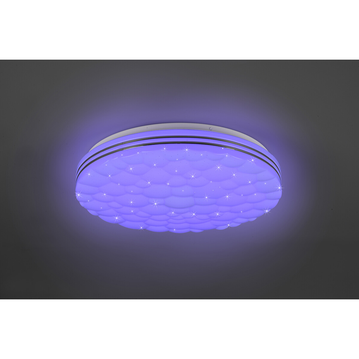 Plafonnier LED - Éclairage de Plafond - Trion Taco - 22W - Couleur de lumière ajustable - RGB - Télécommande - Dimmable - Lumière Étoile - Rond - Mat Blanc - Plastique