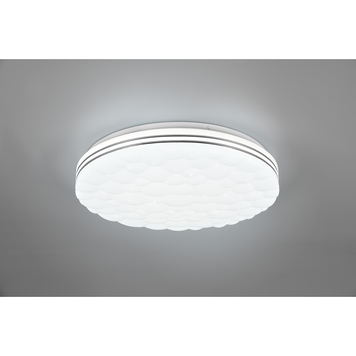 Plafonnier LED - Éclairage de Plafond - Trion Taco - 22W - Couleur de lumière ajustable - RGB - Télécommande - Dimmable - Lumière Étoile - Rond - Mat Blanc - Plastique