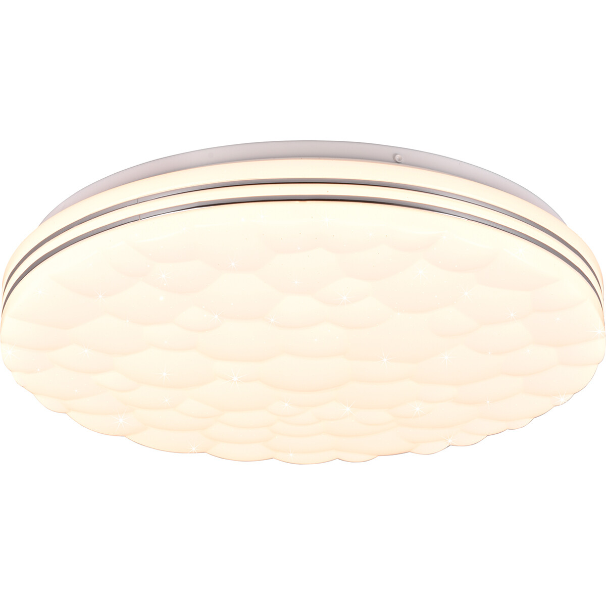 Plafonnier LED - Éclairage de Plafond - Trion Taco - 22W - Couleur de lumière ajustable - RGB - Télécommande - Dimmable - Lumière Étoile - Rond - Mat Blanc - Plastique