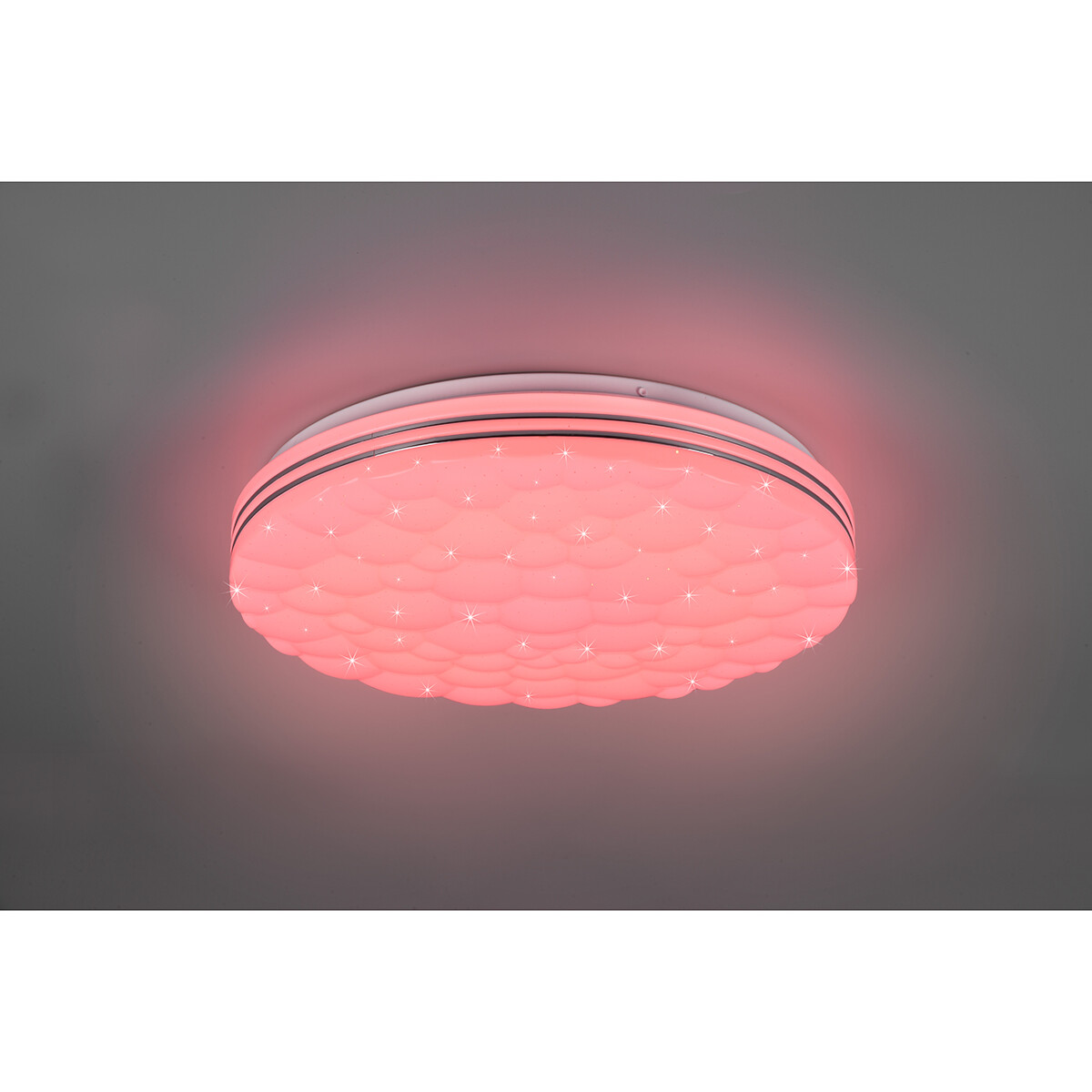 Plafonnier LED - Éclairage de Plafond - Trion Taco - 22W - Couleur de lumière ajustable - RGB - Télécommande - Dimmable - Lumière Étoile - Rond - Mat Blanc - Plastique