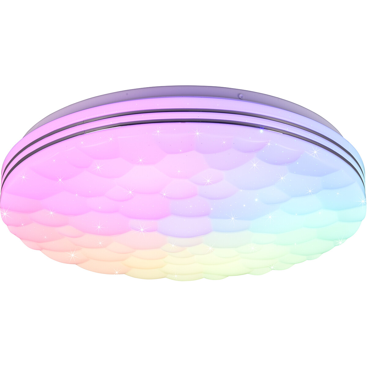 Plafonnier LED - Éclairage de Plafond - Trion Taco - 22W - Couleur de lumière ajustable - RGB - Télécommande - Dimmable - Lumière Étoile - Rond - Mat Blanc - Plastique