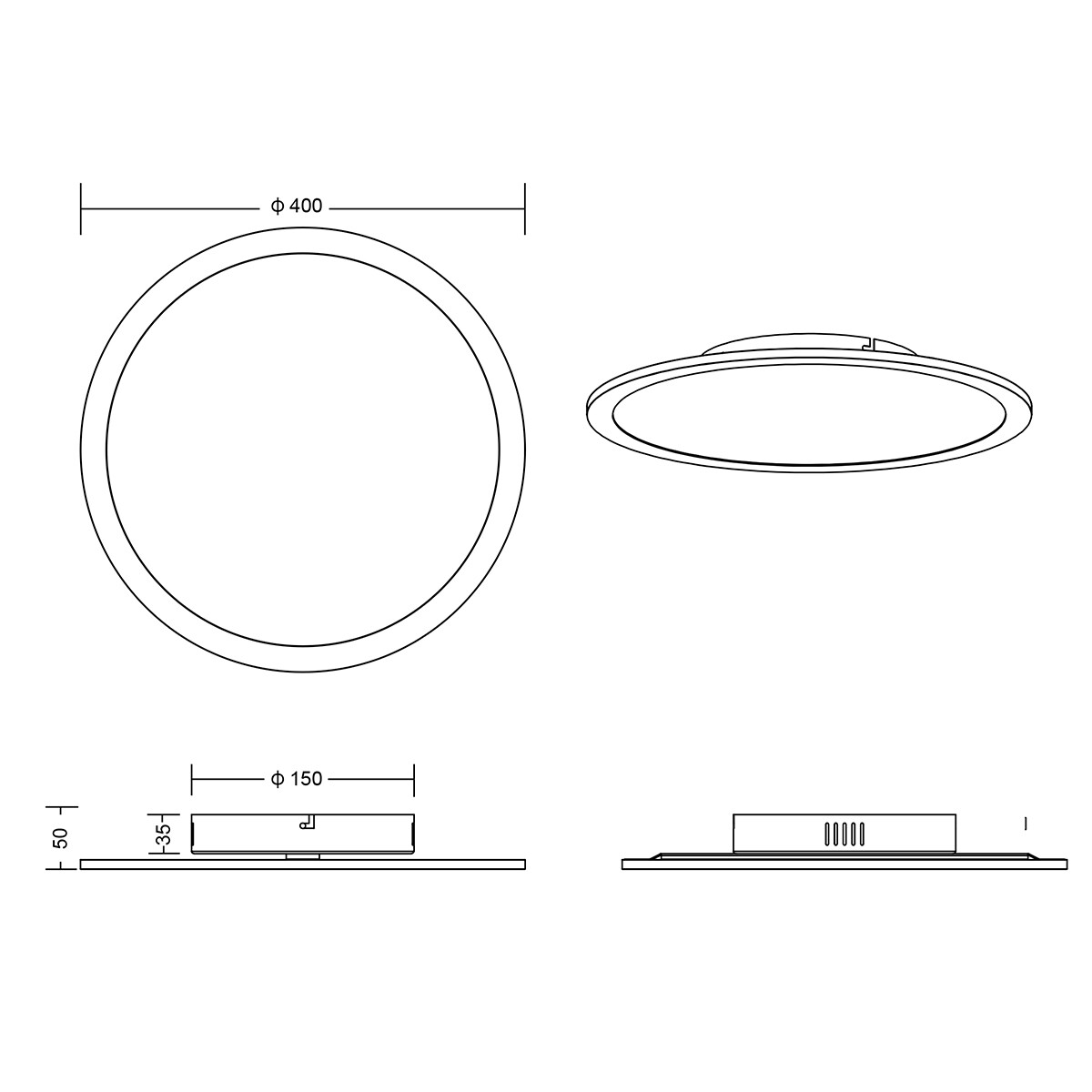 Plafonnier LED - Éclairage de Plafond - Trion Tiberon - 20W - Blanc Neutre 4000K - Rond - Mat Titane - Plastique