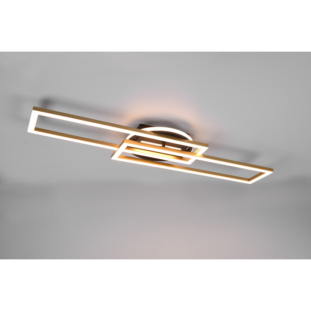 Plafonnier LED - Éclairage de Plafond - Trion Tiger - 30W - Couleur de lumière ajustable - Télécommande - Dimmable - Rectangle - Mat Or - Aluminium