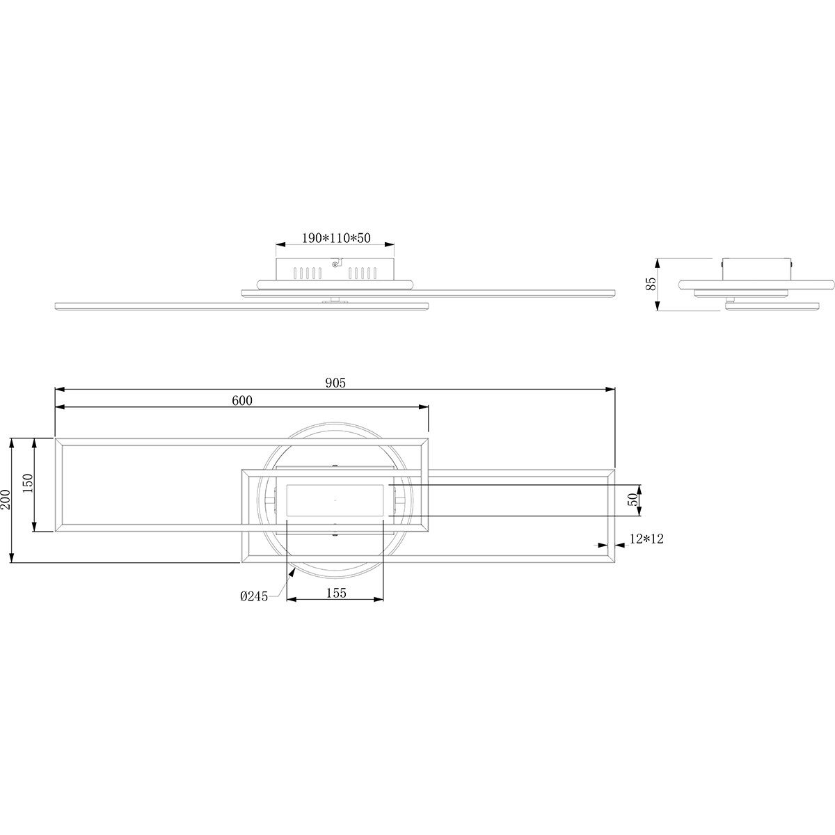 Plafonnier LED - Éclairage de Plafond - Trion Tiger - 30W - Couleur de lumière ajustable - Télécommande - Dimmable - Rectangle - Mat Or - Aluminium