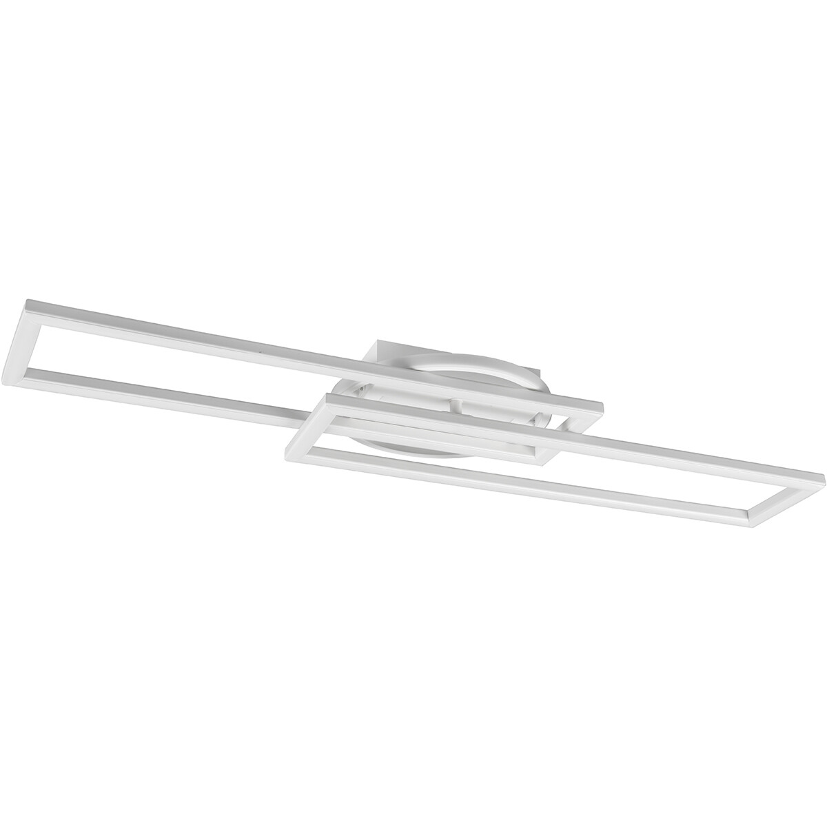 Plafonnier LED - Éclairage de Plafond - Trion Tiger - 30W - Couleur de lumière ajustable - Télécommande - Dimmable - Rectangle - Mat Blanc - Aluminium