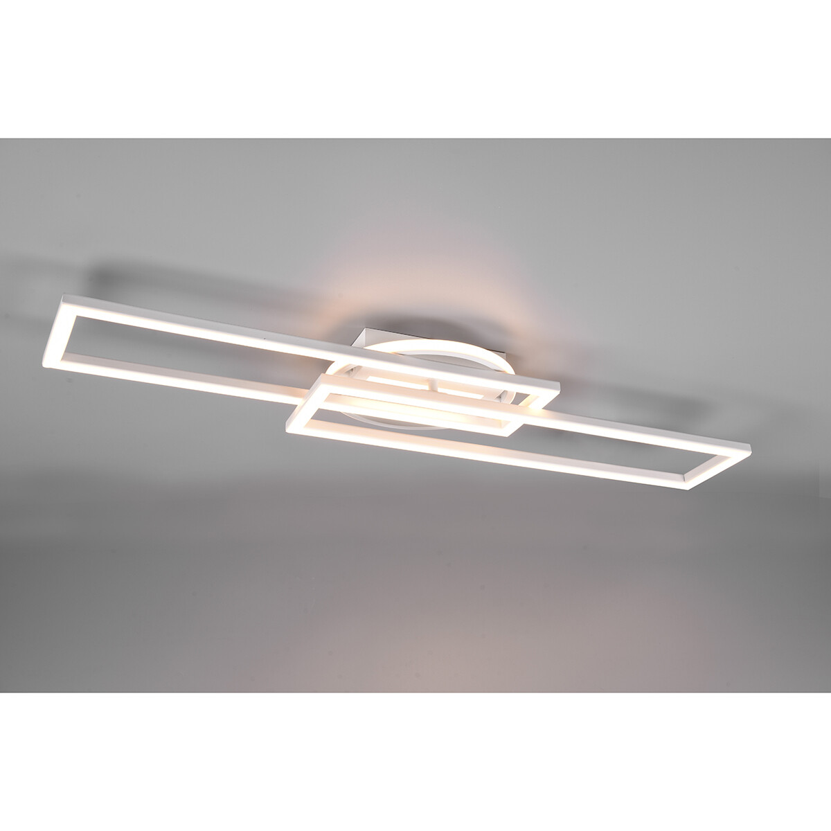 Plafonnier LED - Éclairage de Plafond - Trion Tiger - 30W - Couleur de lumière ajustable - Télécommande - Dimmable - Rectangle - Mat Blanc - Aluminium