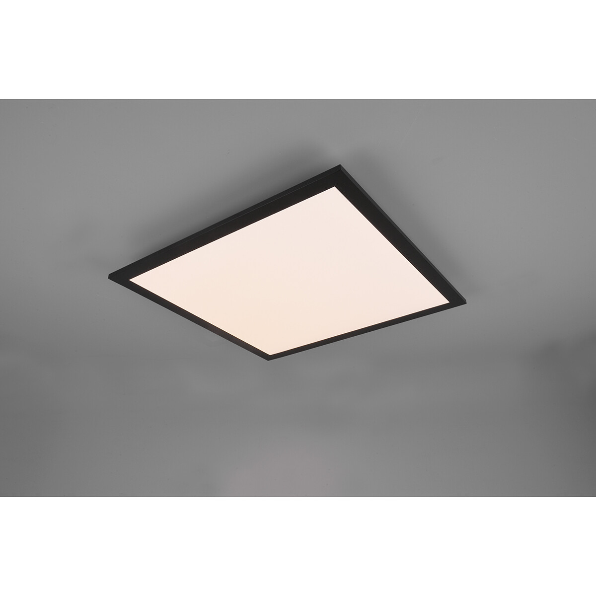 Plafonnier LED - Éclairage de Plafond - Trion Tirus - 18W - Couleur de lumière ajustable - Télécommande - Dimmable - Carré - Mat Noir - Aluminium