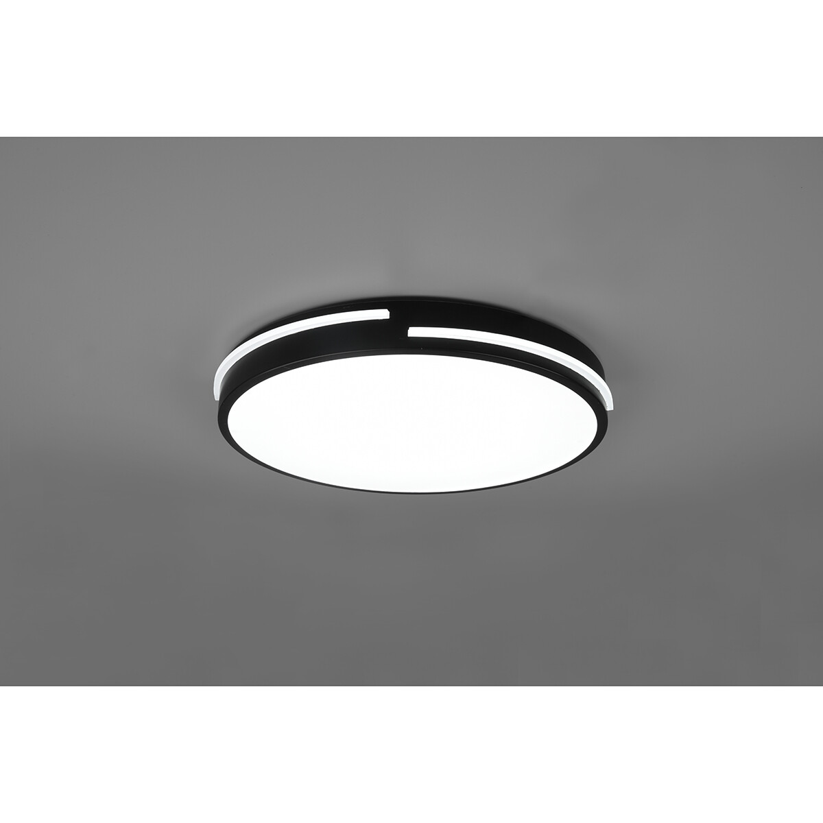 Plafonnier LED - Éclairage de Plafond - Trion Tocomo - 24W - Dimmable - Couleur de lumière ajustable - Télécommande - Rond - Mat Noir - Aluminium