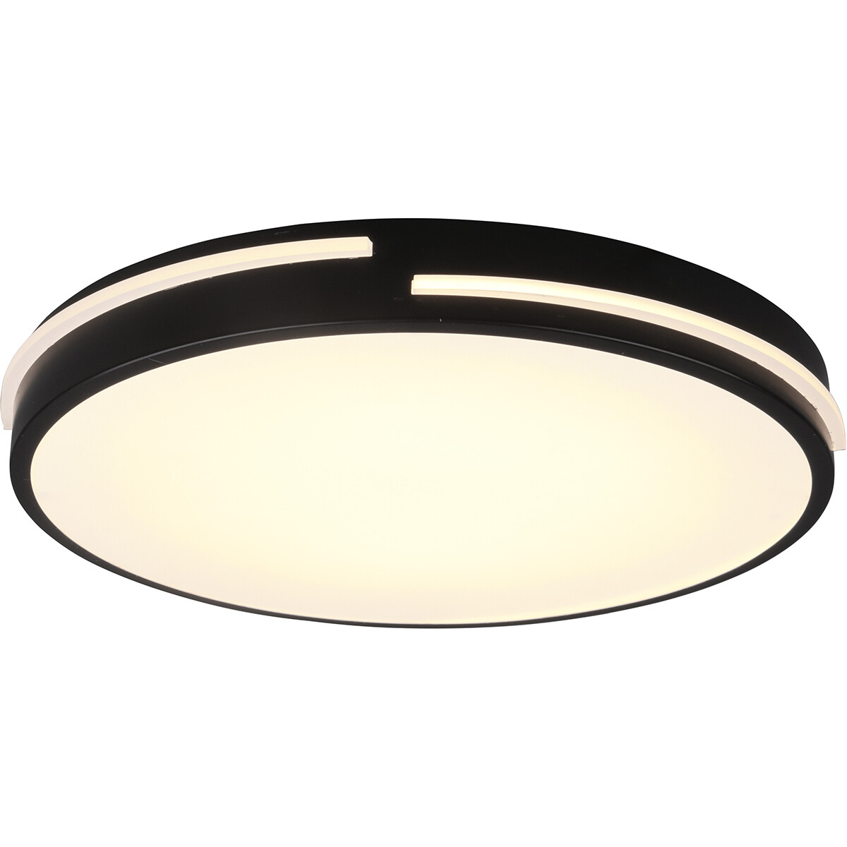 Plafonnier LED - Éclairage de Plafond - Trion Tocomo - 24W - Dimmable - Couleur de lumière ajustable - Télécommande - Rond - Mat Noir - Aluminium