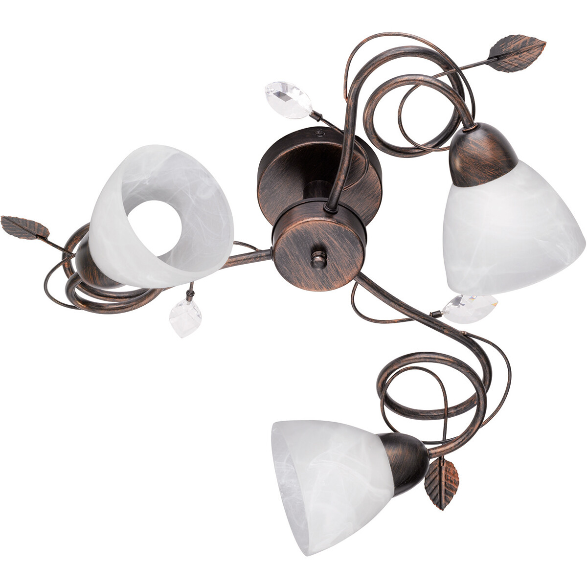 Plafonnier LED - Éclairage de Plafond - Trion Trada - Douille E14 - 3-lumières - Rond - Rouille Antique - Aluminium