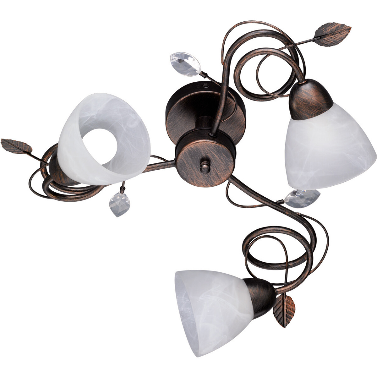 Plafonnier LED - Éclairage de Plafond - Trion Trada - Douille E14 - 3-lumières - Rond - Rouille Antique - Aluminium