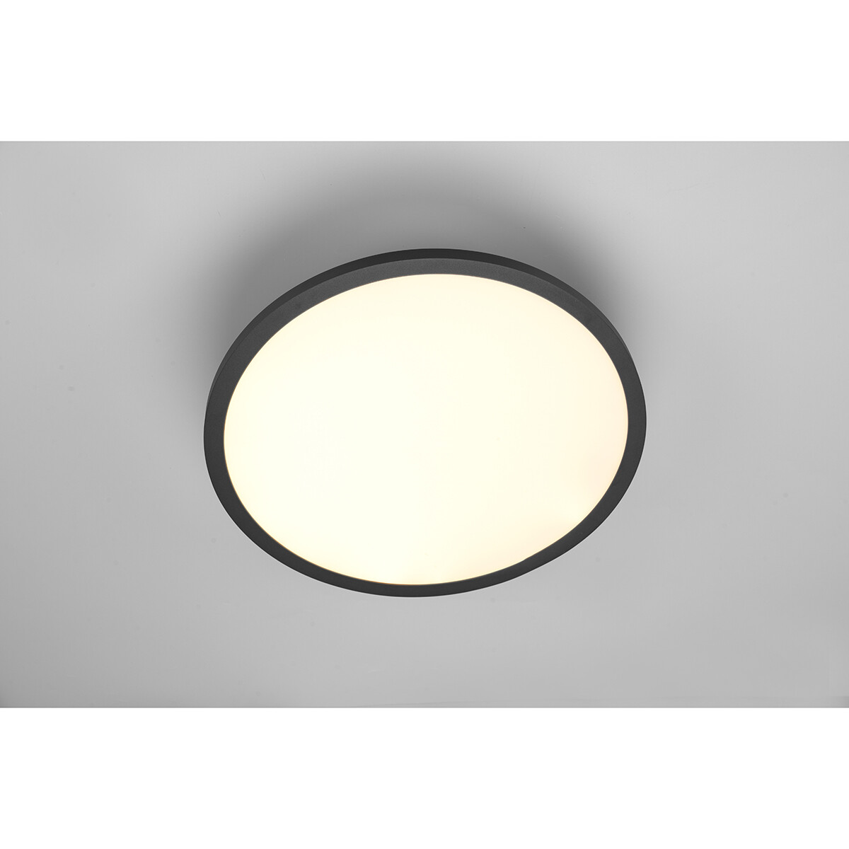 Plafonnier LED - Éclairage de Plafond - Trion Trula - 29W - Blanc Chaud 3000K - Dimmable - Rond - Mat Noir - Aluminium