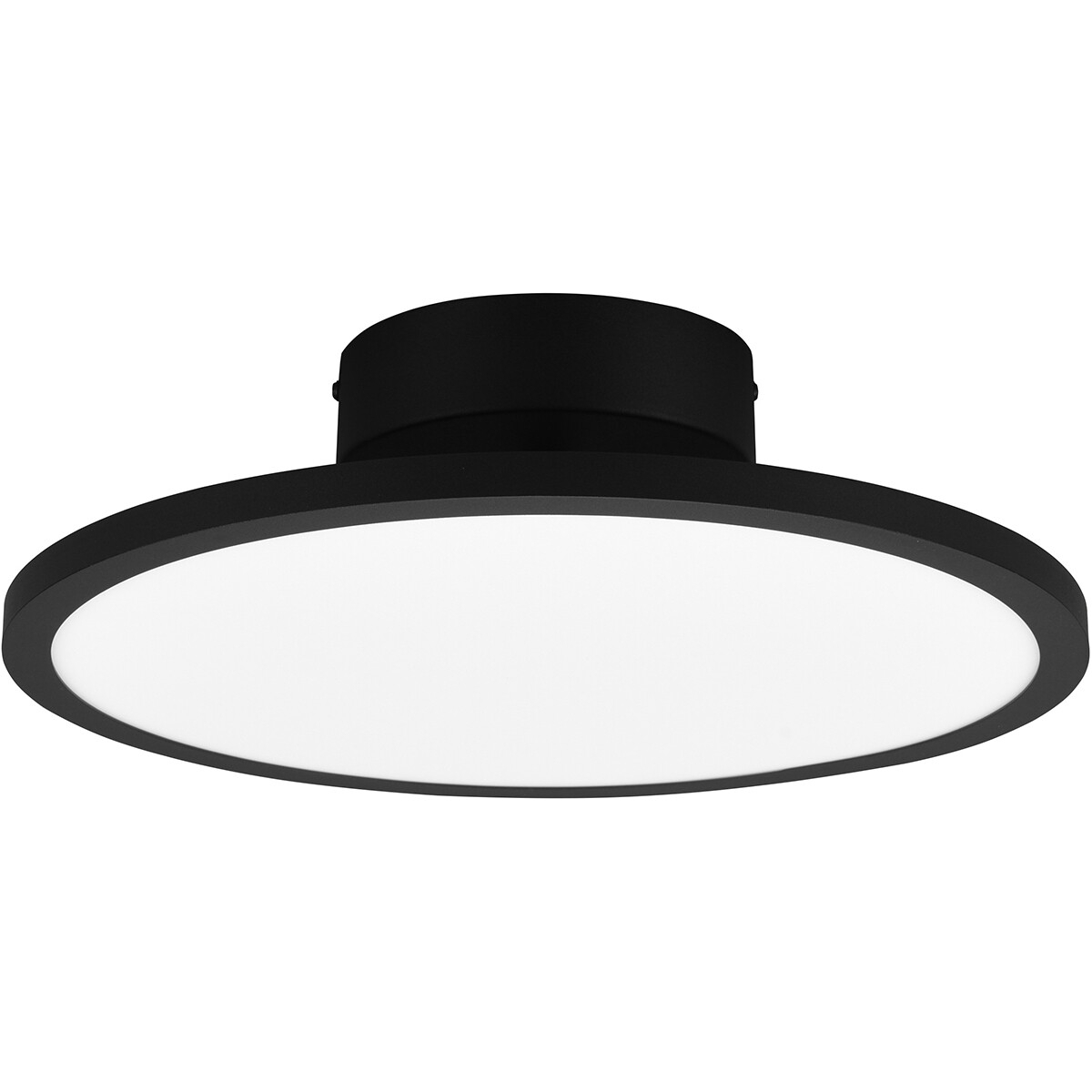 Plafonnier LED - Éclairage de Plafond - Trion Trula - 29W - Blanc Chaud 3000K - Dimmable - Rond - Mat Noir - Aluminium