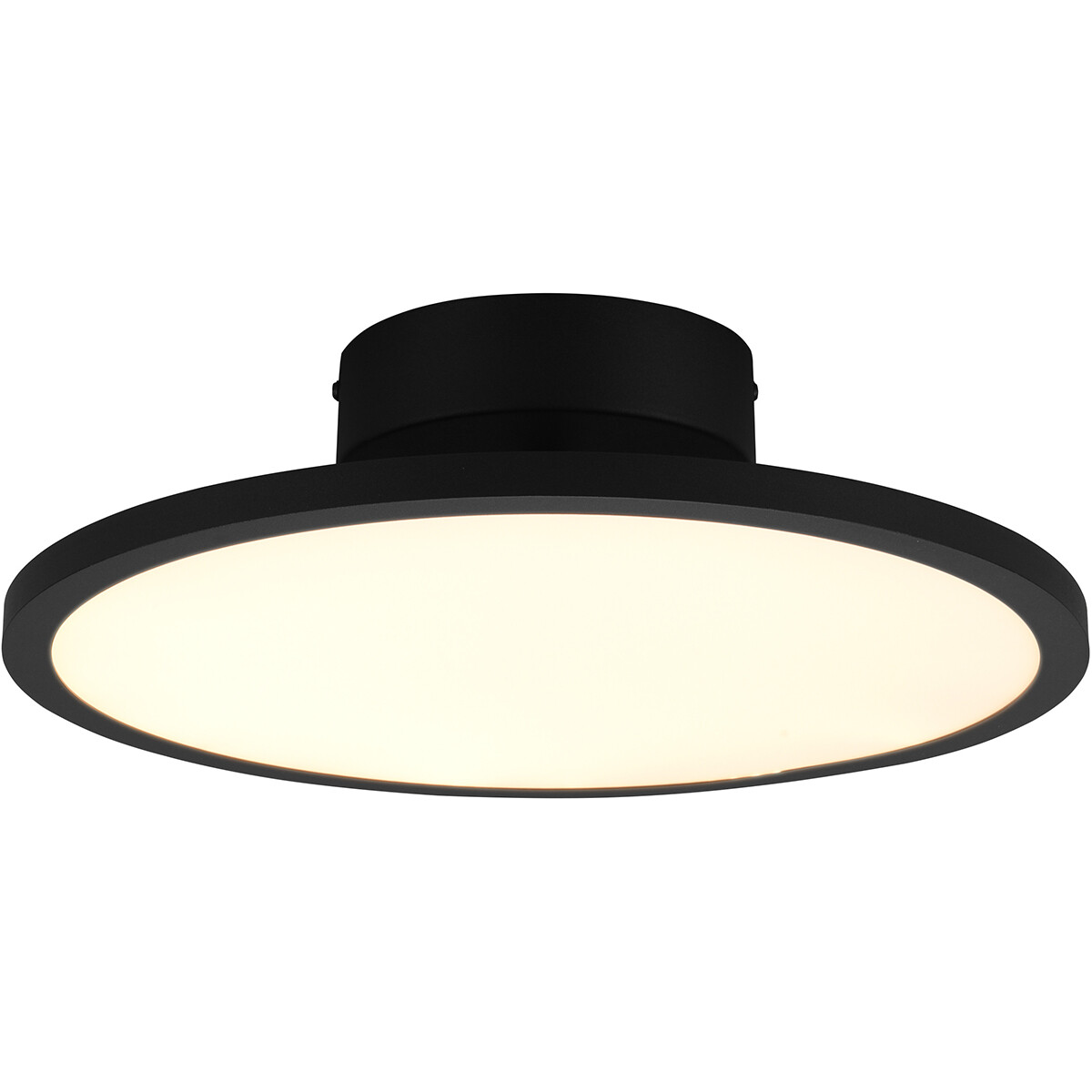 Plafonnier LED - Éclairage de Plafond - Trion Trula - 29W - Blanc Chaud 3000K - Dimmable - Rond - Mat Noir - Aluminium