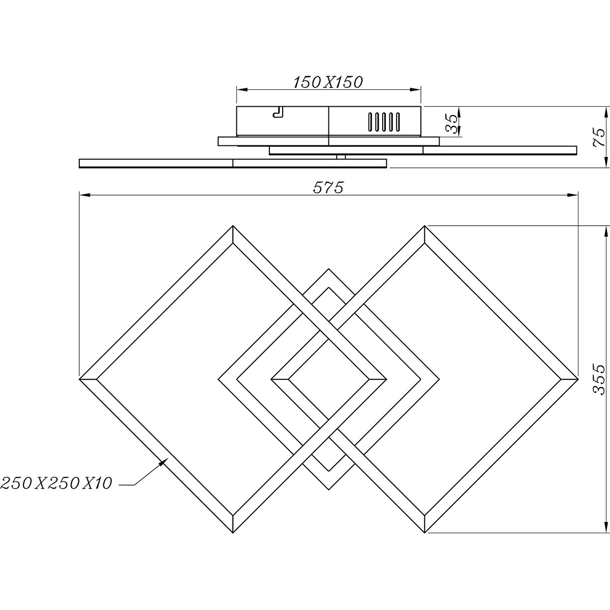 Plafonnier LED - Éclairage de Plafond - Trion Venda - 25W - Blanc Neutre 4000K - Dimmable - Carré - Mat Chrome - Aluminium