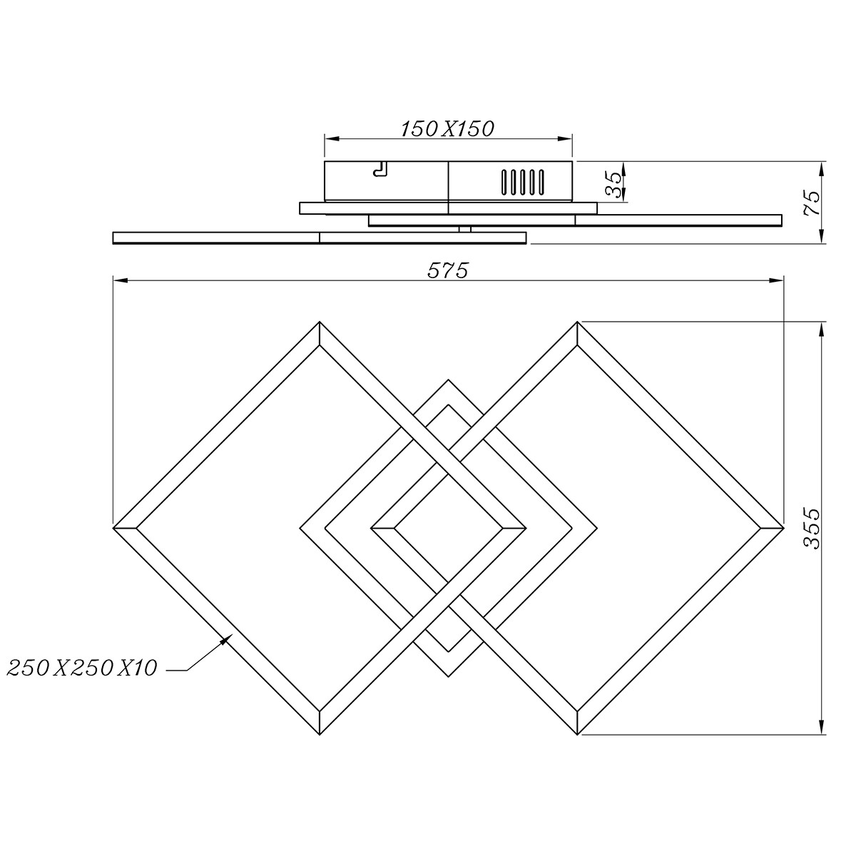 Plafonnier LED - Éclairage de Plafond - Trion Venda - 25W - Blanc Chaud 3000K - Dimmable - Carré - Mat Titane - Aluminium