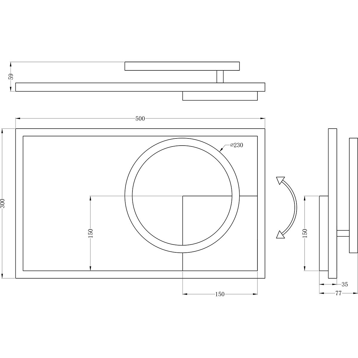 Plafonnier LED - Éclairage de Plafond - Trion Viyona - 24W - Blanc Neutre 4000K - Dimmable - Rectangle - Mat Blanc - Aluminium