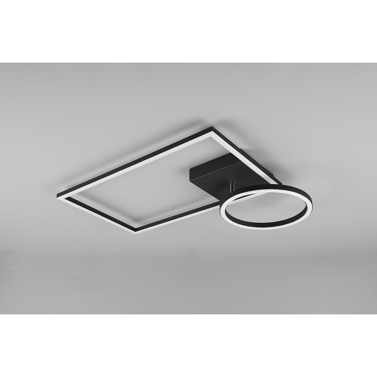 Plafonnier LED - Éclairage de Plafond - Trion Viyona - 24W - Blanc Chaud 3000K - Dimmable - Rectangle - Mat Noir - Aluminium