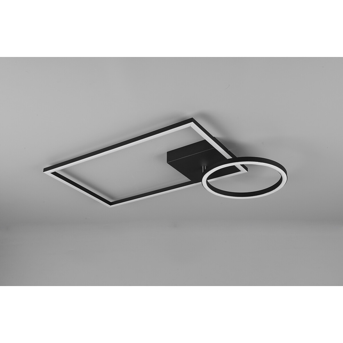 Plafonnier LED - Éclairage de Plafond - Trion Viyona - 24W - Blanc Chaud 3000K - Dimmable - Rectangle - Mat Noir - Aluminium