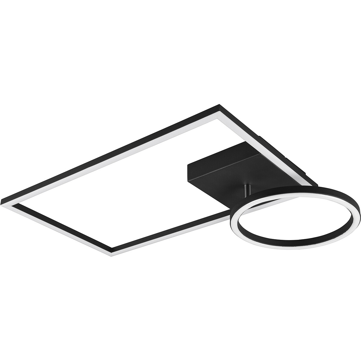 Plafonnier LED - Éclairage de Plafond - Trion Viyona - 24W - Blanc Chaud 3000K - Dimmable - Rectangle - Mat Noir - Aluminium