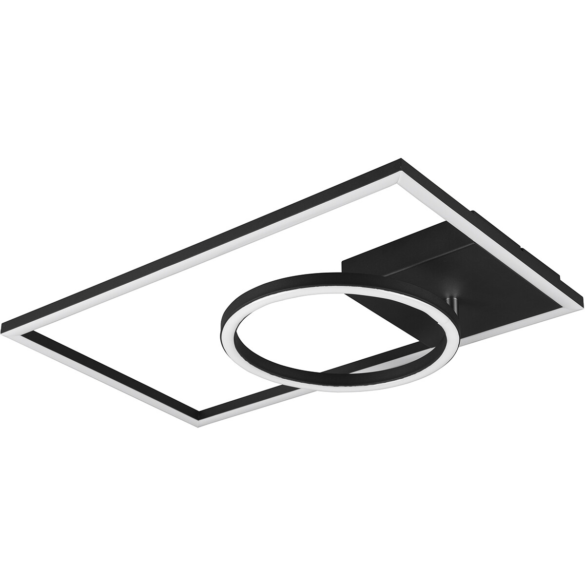 Plafonnier LED - Éclairage de Plafond - Trion Viyona - 24W - Blanc Chaud 3000K - Dimmable - Rectangle - Mat Noir - Aluminium