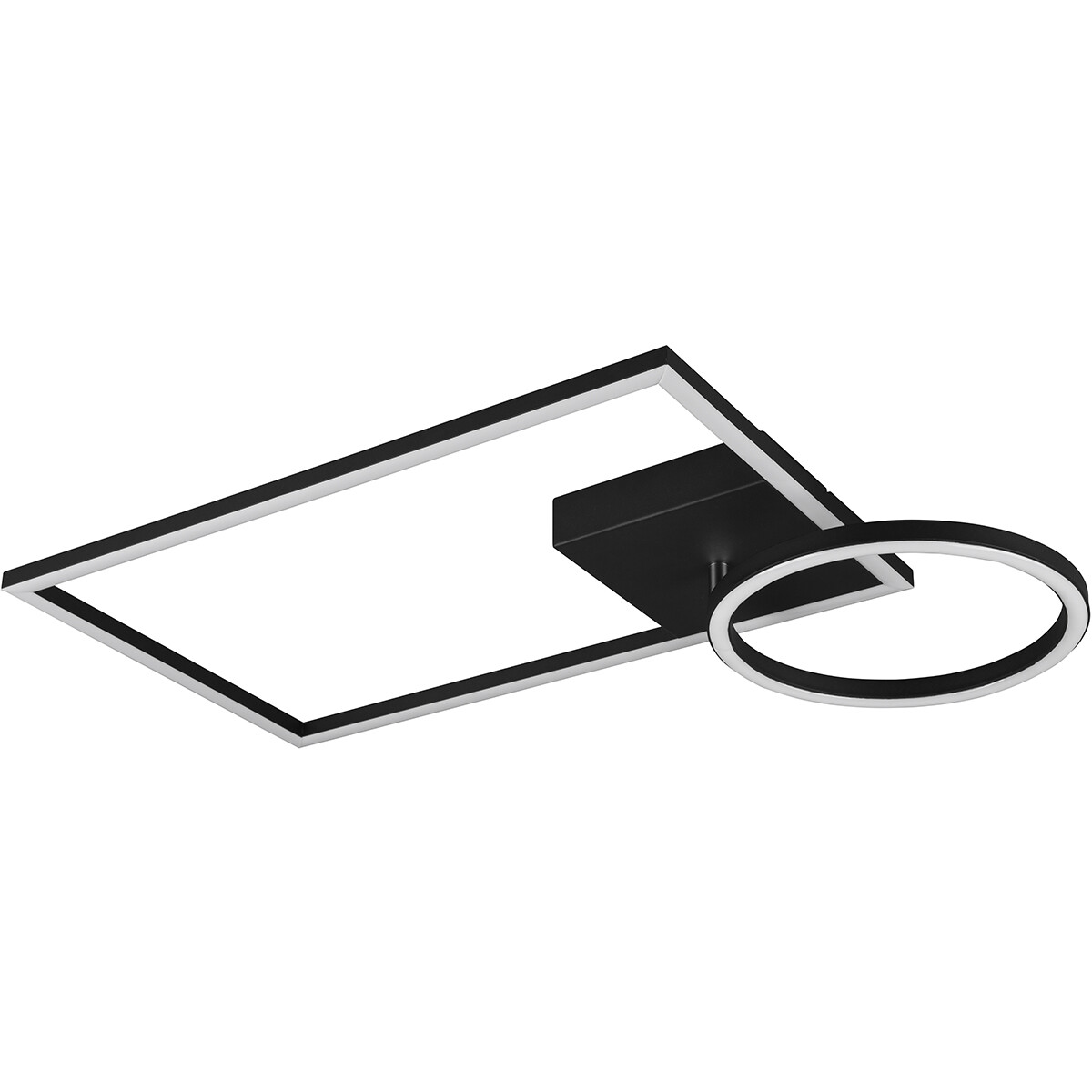 Plafonnier LED - Éclairage de Plafond - Trion Viyona - 24W - Blanc Chaud 3000K - Dimmable - Rectangle - Mat Noir - Aluminium